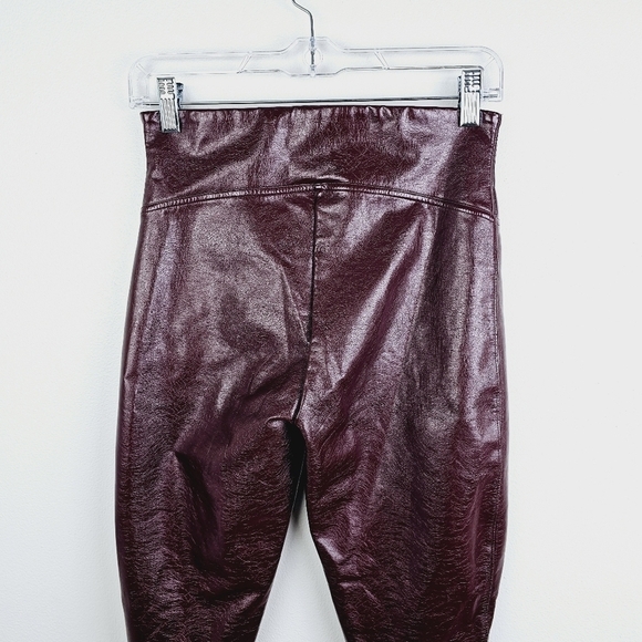 SPANX Burgundy Wine Patent Leather Leggings, size Medium - Picture 8 of 10